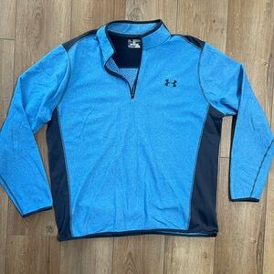 Under Armour Blue and Black Men's Quarter Zip Pull Over Sweat Shirt 2XL
